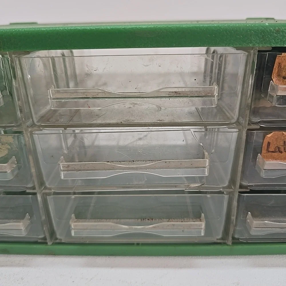 Vintage 9 Drawer Green Storage Parts‎ Bin Organizer